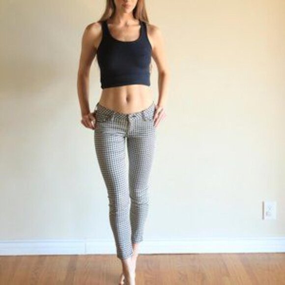 Iconic Y2k Guess Jeans Black White Gingham Check Stretchy Low Rise Jeans - Picture 4 of 16